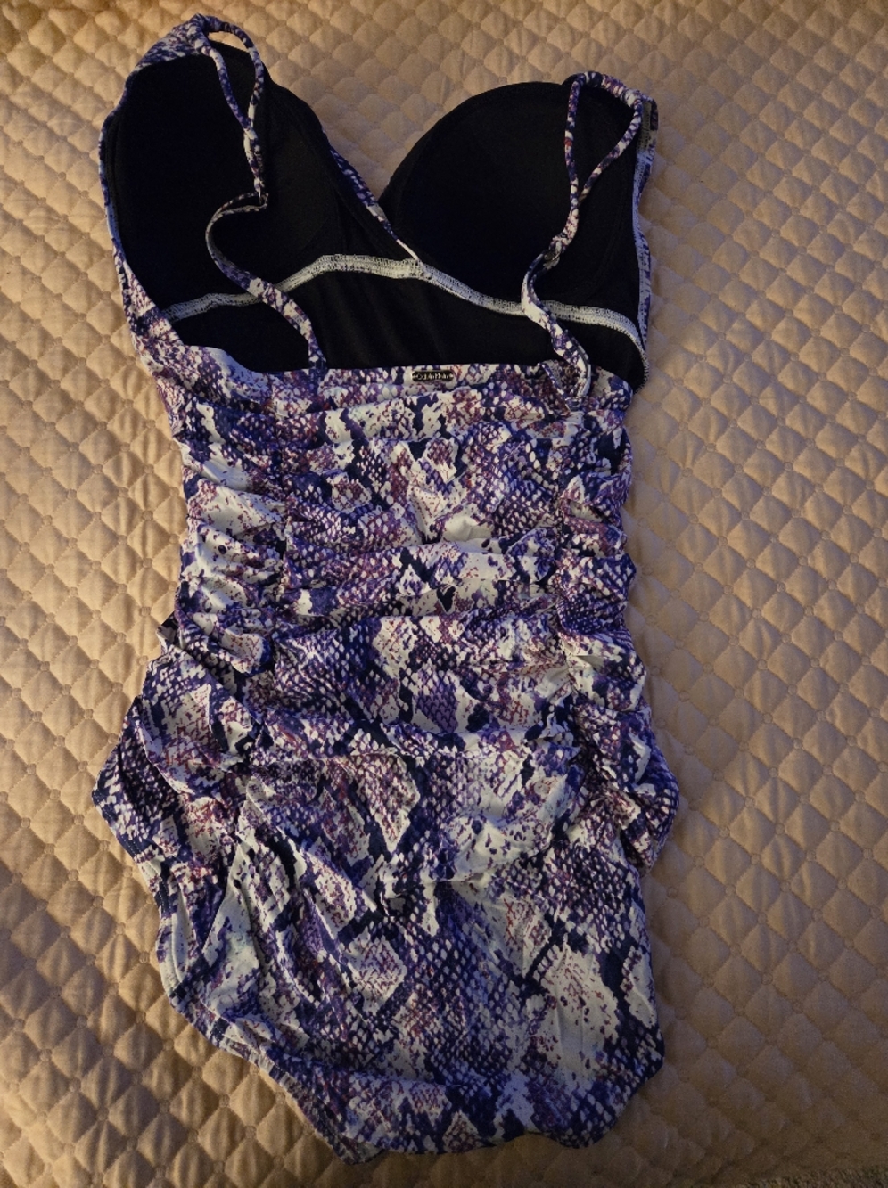 Calvin Klein Purple and White Swimwear with Abstract Trim